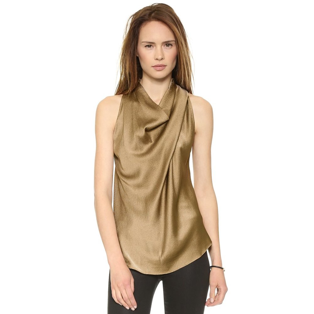 HELMUT LANG Silk Cowl Neck Top